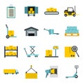 Logistic icons set, flat style Royalty Free Stock Photo