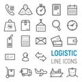 Logistic icons set. Vector flat line illustrations