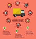 Logistic infographic flat icons set