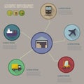 Logistic infographic flat icons set