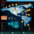 Logistic infographic. Map of America and Mexico with different info Royalty Free Stock Photo