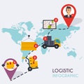 Logistic infographics. Set of flat warehouse icons logistic blank and transportation, storage vector illustration. Royalty Free Stock Photo