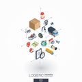 Logistic integrated 3d web icons. Digital network isometric concept.