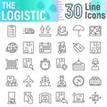 Logistic line icon set, delivery symbols collection, vector sketches, logo illustrations, shipping signs Royalty Free Stock Photo