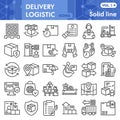 Logistic line icon set, delivery symbols set collection or vector sketches. Shipping signs set for computer web, the Royalty Free Stock Photo