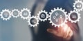 Logistic management concept. The complex process of planning, organizing and controlling resources to meet the needs of customers.