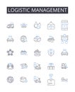 Logistic management line icons collection. Supply chain, Distribution plan, Shipping strategy, Material handling