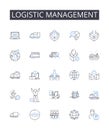 Logistic management line icons collection. Supply chain, Distribution plan, Shipping strategy, Material handling