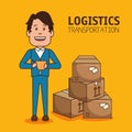 Logistic manager infographic delivery cargo Royalty Free Stock Photo