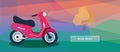 Logistic routes courier moped banner