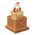 Logistic Santa Claus with a gift