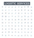 Logistic services vector line icons set. Logistics, Services, Delivery, Shipping, Freight, Management, Supply Royalty Free Stock Photo