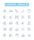 Logistic services vector line icons set. Logistics, Services, Delivery, Shipping, Freight, Management, Supply