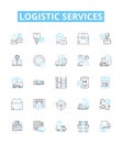 Logistic services vector line icons set. Logistics, Services, Delivery, Shipping, Freight, Management, Supply