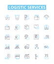 Logistic services vector line icons set. Logistics, Services, Delivery, Shipping, Freight, Management, Supply