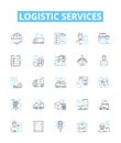 Logistic services vector line icons set. Logistics, Services, Delivery, Shipping, Freight, Management, Supply Royalty Free Stock Photo