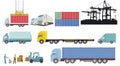 Logistic and shipping, container transportation, illustration