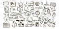 Logistic shipping freight service supply hand drawn doodle icons set isolated vector illustration on white background Royalty Free Stock Photo