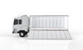 Logistic side tipping trailer truck or lorry on white background