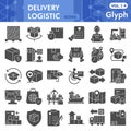 Logistic solid icon set, delivery symbols set collection or vector sketches. Shipping signs set for computer web, the Royalty Free Stock Photo