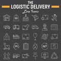 Logistic thin line icon set, Delivery symbols Royalty Free Stock Photo