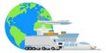 Logistic Transport Cargo World Globe Design