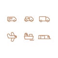 Logistic transportation line icon set Royalty Free Stock Photo