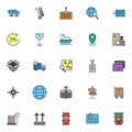 Logistic universal filled outline icons set