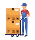 logistic worker with boxes