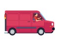 logistic worker driving van