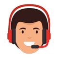 logistic worker with headset head character