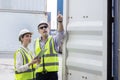 Logistic Worker Open the Cargo Container Door th Check for Goods