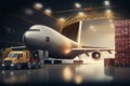 Logistic, worldwide shipping and Fright transportation ways. global business logistic import export by airplane, trucks Royalty Free Stock Photo