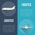 Logistics banner set with airplane Royalty Free Stock Photo