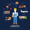 Logistics business flat vector concept delivery shipment