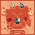 Logistics color isometric concept icons