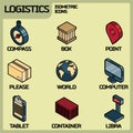 Logistics color outline isometric icons