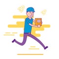 Logistics company courier or delivery man character running in a