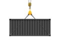 Logistics concept, crane hook lifts the container