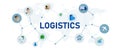 Logistics concept of delivery management system supply chain company transport and delivery icon set Royalty Free Stock Photo