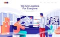 Logistics concept isometric landing page. Royalty Free Stock Photo