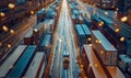 Logistics concept, logistics network distribution and smart transportation, intelligent logistics of truck container cargo, Royalty Free Stock Photo