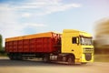 Logistics. Truck on country road, motion blur effect Royalty Free Stock Photo