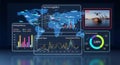Global logistics dashboard displaying real time data and warehouse inventory analysis Royalty Free Stock Photo