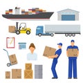 Logistics Decorative Flat Icons Set