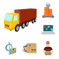 Logistics and delivery cartoon icons in set collection for design. Transport and equipment isometric vector symbol stock Royalty Free Stock Photo