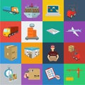 Logistics and delivery cartoon icons in set collection for design. Transport and equipment isometric vector symbol stock Royalty Free Stock Photo