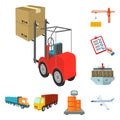 Logistics and delivery cartoon icons in set collection for design. Transport and equipment isometric vector symbol stock Royalty Free Stock Photo