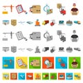 Logistics and delivery cartoon icons in set collection for design. Transport and equipment isometric vector symbol stock Royalty Free Stock Photo