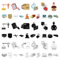 Logistics and delivery cartoon icons in set collection for design. Transport and equipment isometric vector symbol stock Royalty Free Stock Photo